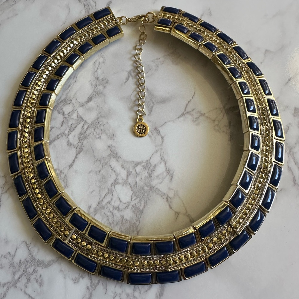 House of Harlow 1960 Navy and Gold Statement Necklace